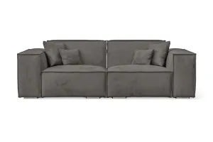 Naples 2 Seater Sofa Grey Velvet