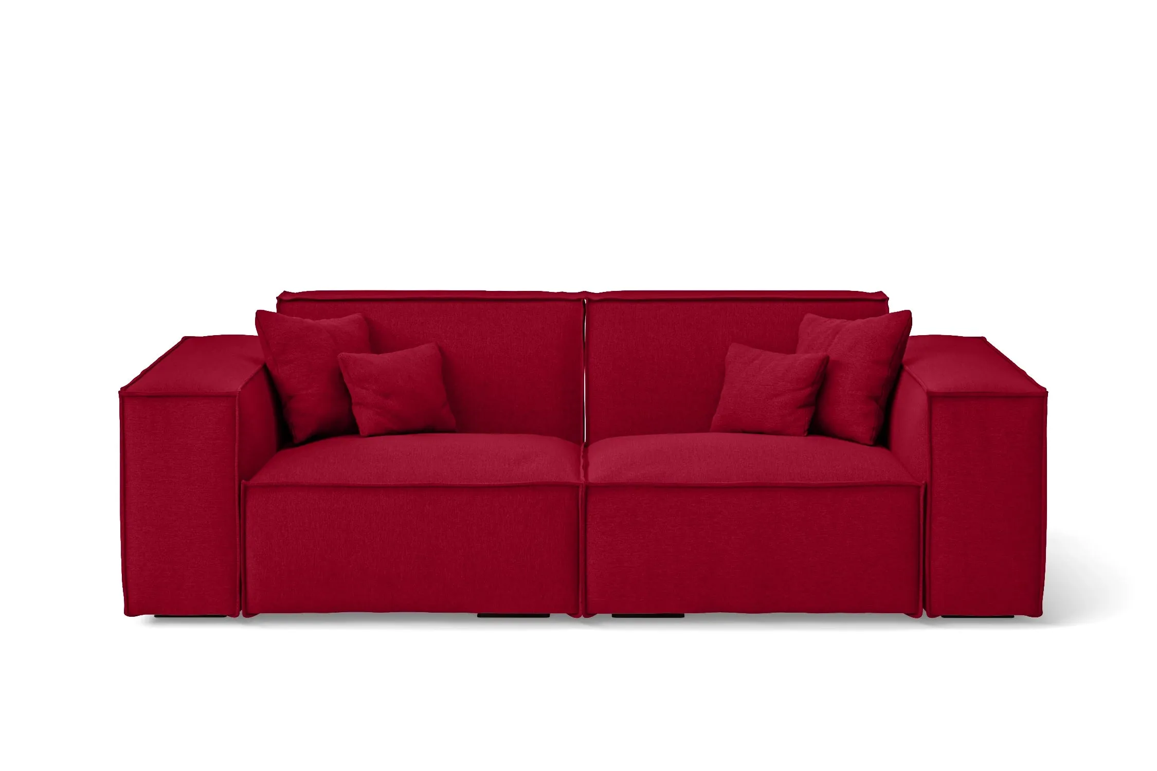 Naples 2 Seater Sofa Red Linen Fabric