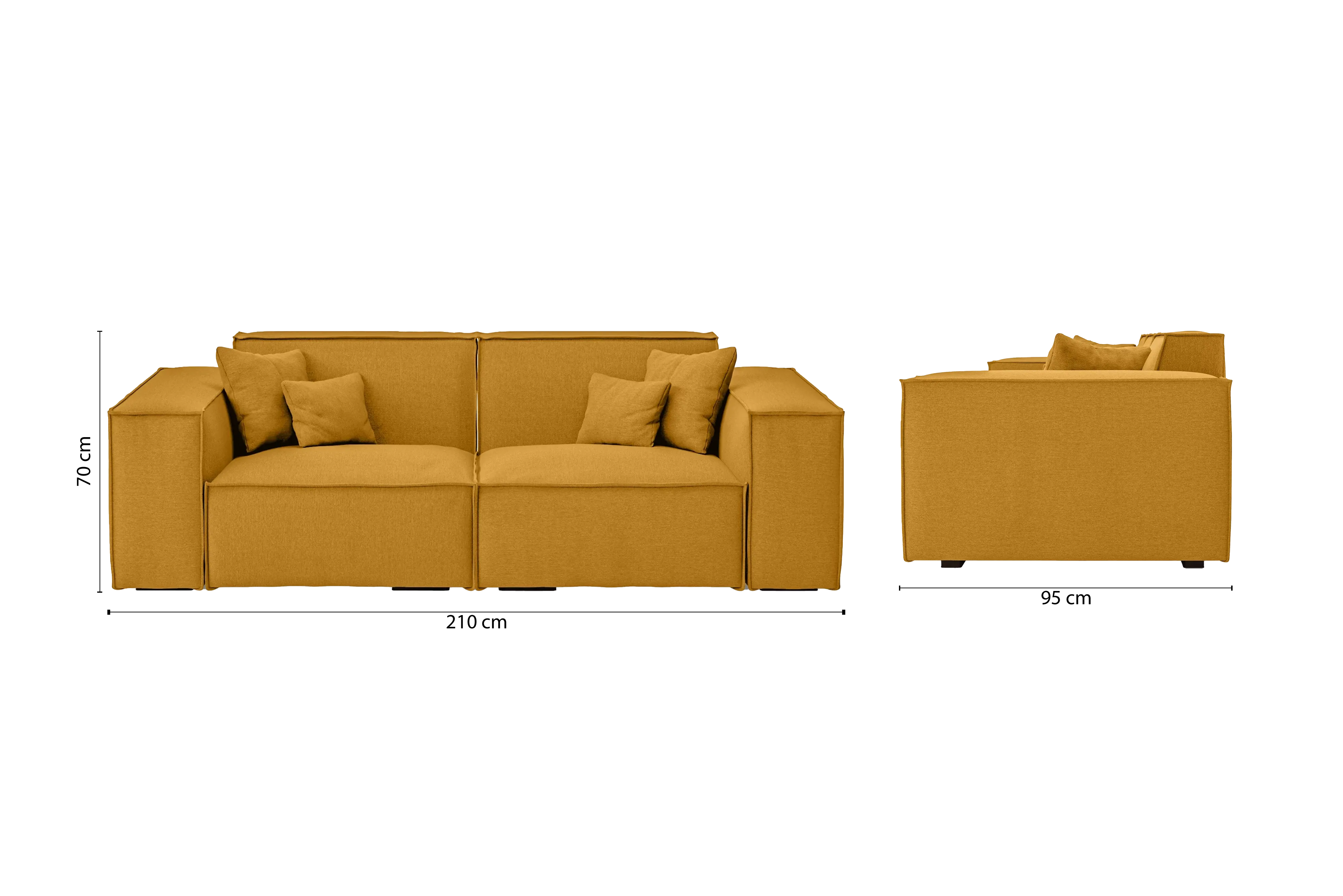 Naples 2 Seater Sofa Yellow Linen Fabric