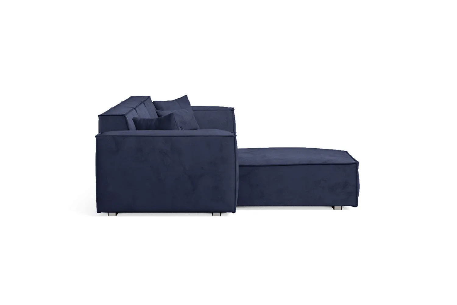 Naples 3 Seater Left Hand Facing Chaise Lounge Corner Sofa Dark Blue Velvet