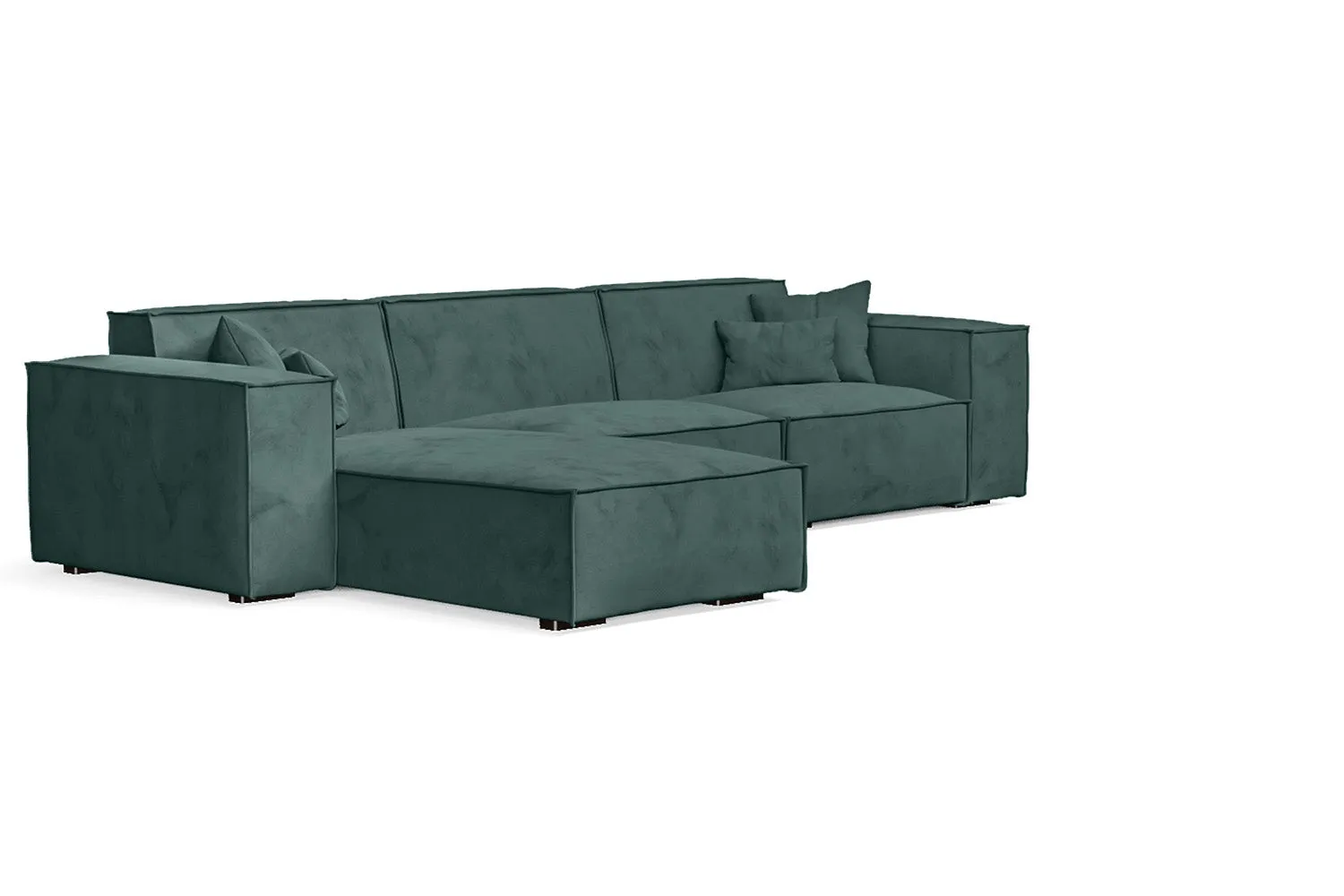 Naples 3 Seater Left Hand Facing Chaise Lounge Corner Sofa Teal Velvet