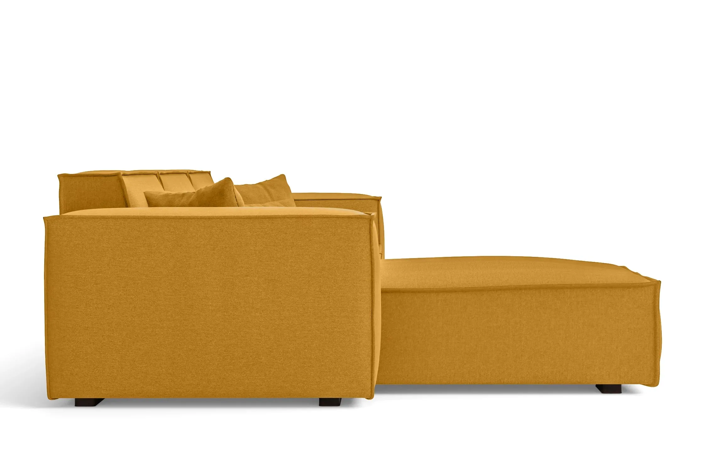 Naples 3 Seater Left Hand Facing Chaise Lounge Corner Sofa Yellow Linen Fabric