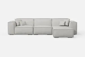 Naples 3 Seater Right Hand Facing Chaise Lounge Corner Sofa White Leather