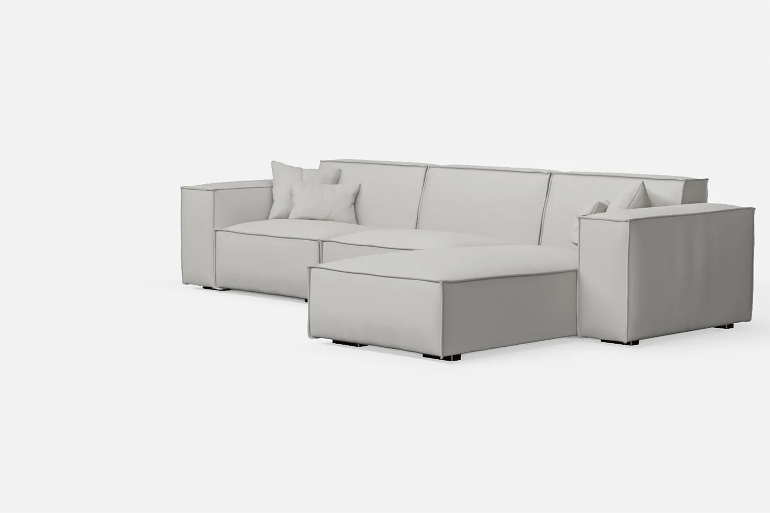 Naples 3 Seater Right Hand Facing Chaise Lounge Corner Sofa White Leather