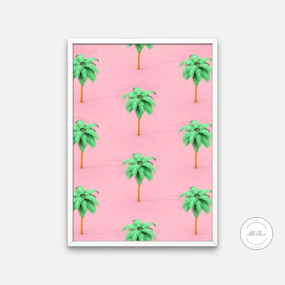 Palm Tree Preppy Poster PRINTABLE ART, Tropical Warm Patterns, Preppy Wall Art, Palm Tree Poster, Printable Palm Tree, Pink Palm Tree