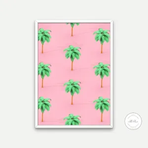 Palm Tree Preppy Poster PRINTABLE ART, Tropical Warm Patterns, Preppy Wall Art, Palm Tree Poster, Printable Palm Tree, Pink Palm Tree