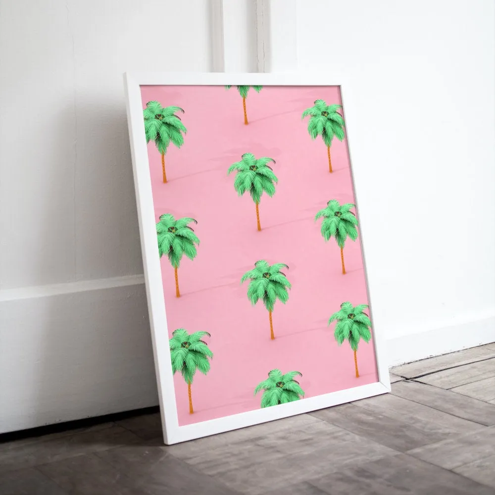 Palm Tree Preppy Poster PRINTABLE ART, Tropical Warm Patterns, Preppy Wall Art, Palm Tree Poster, Printable Palm Tree, Pink Palm Tree