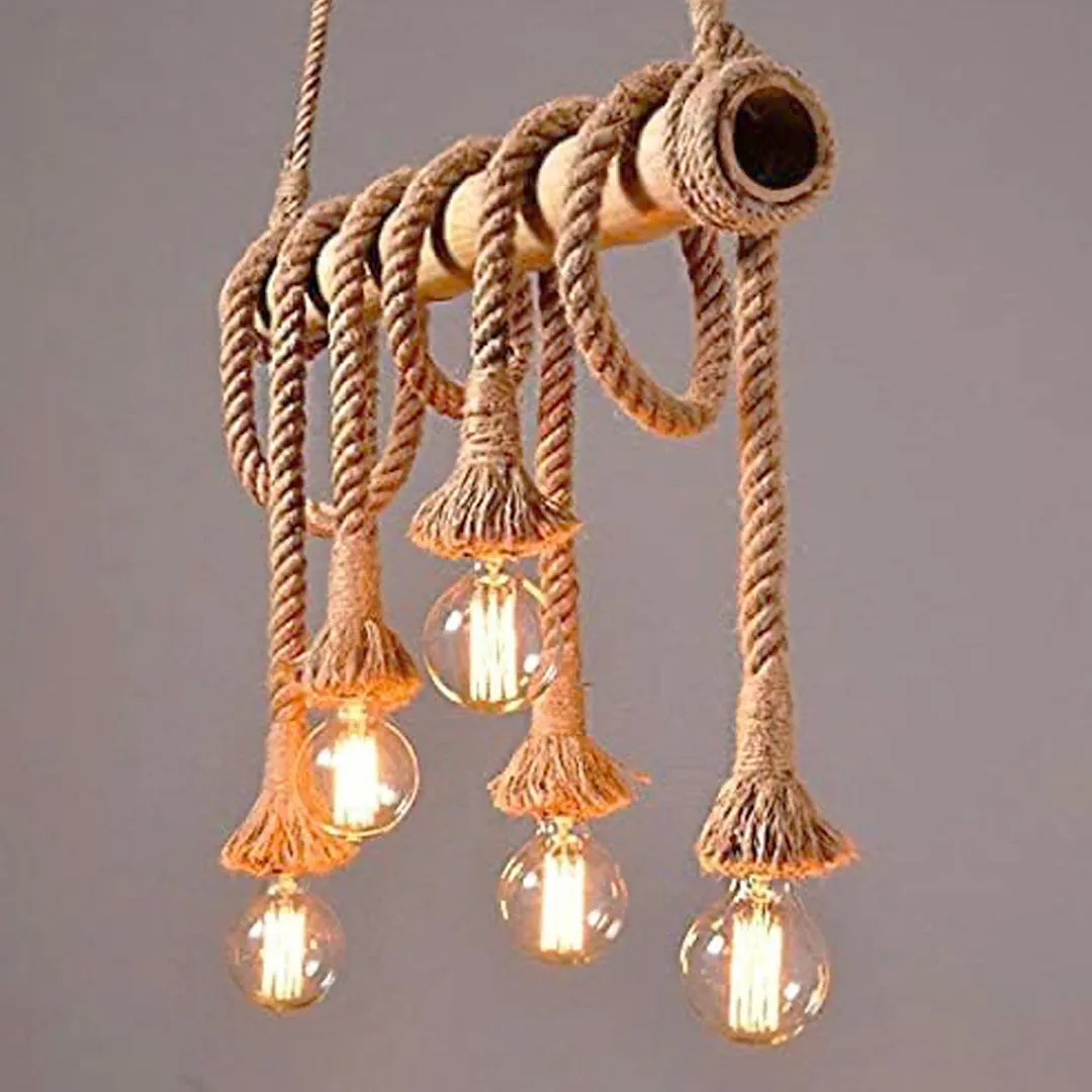 Pendant Lamp Rope Light E27 6 Holders