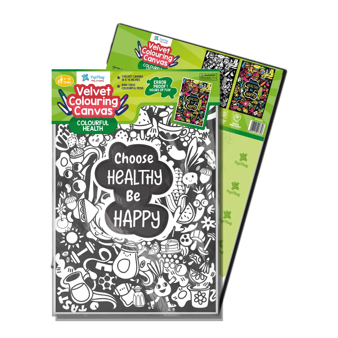 Pepplay Velvet Colouring Card Canvas- Colourful Health