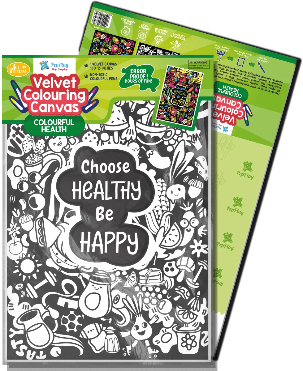 Pepplay Velvet Colouring Card Canvas- Colourful Health