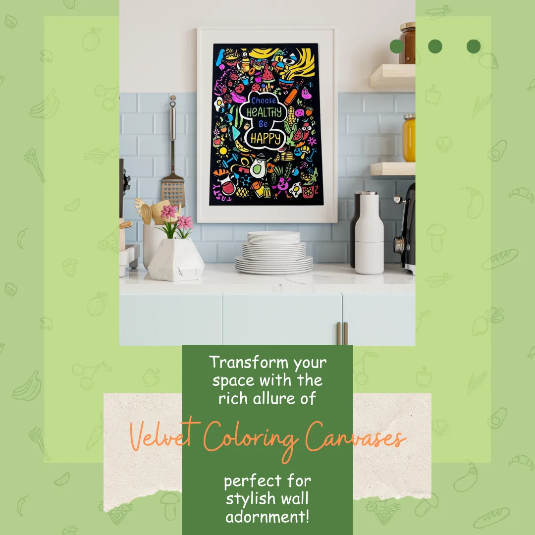 Pepplay Velvet Colouring Card Canvas- Colourful Health