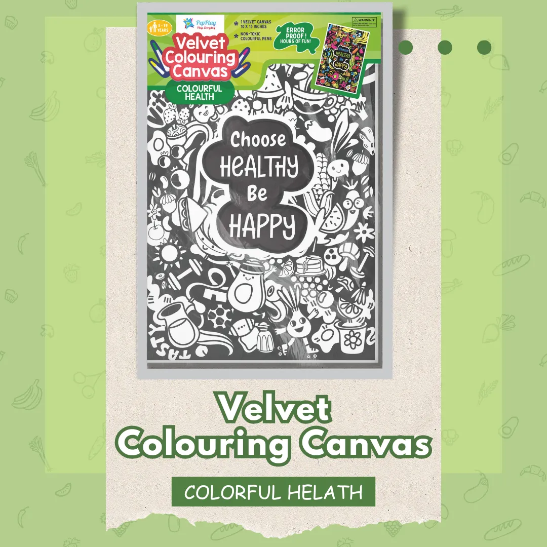 Pepplay Velvet Colouring Card Canvas- Colourful Health