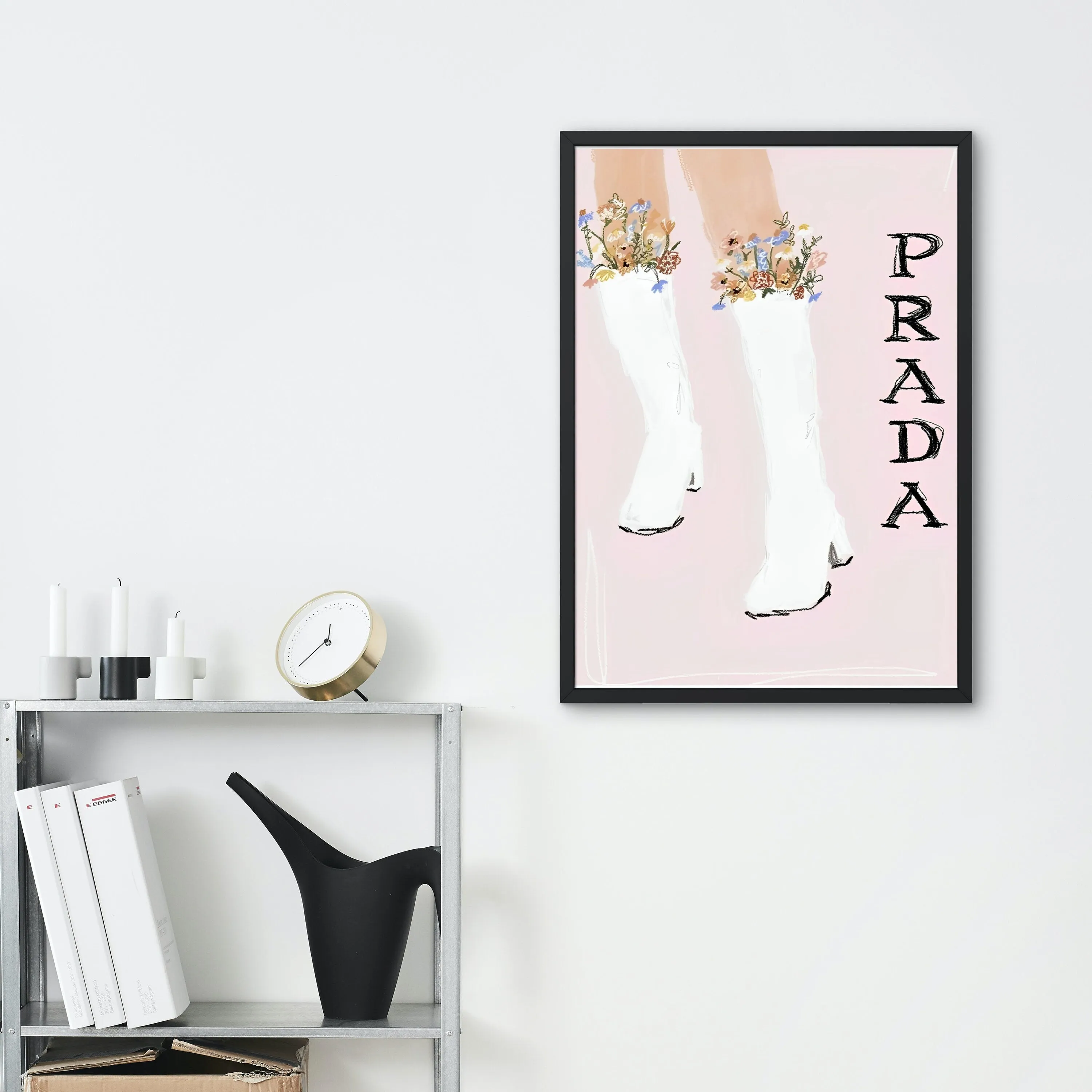 Pink Preppy Designer Illustration Set Of 2 INSTANT DOWNLOAD Art Prints, Designer Prints, Light Pink Wall Art, Glam Decor, Macaroons Flowers Cowboy Boots Print