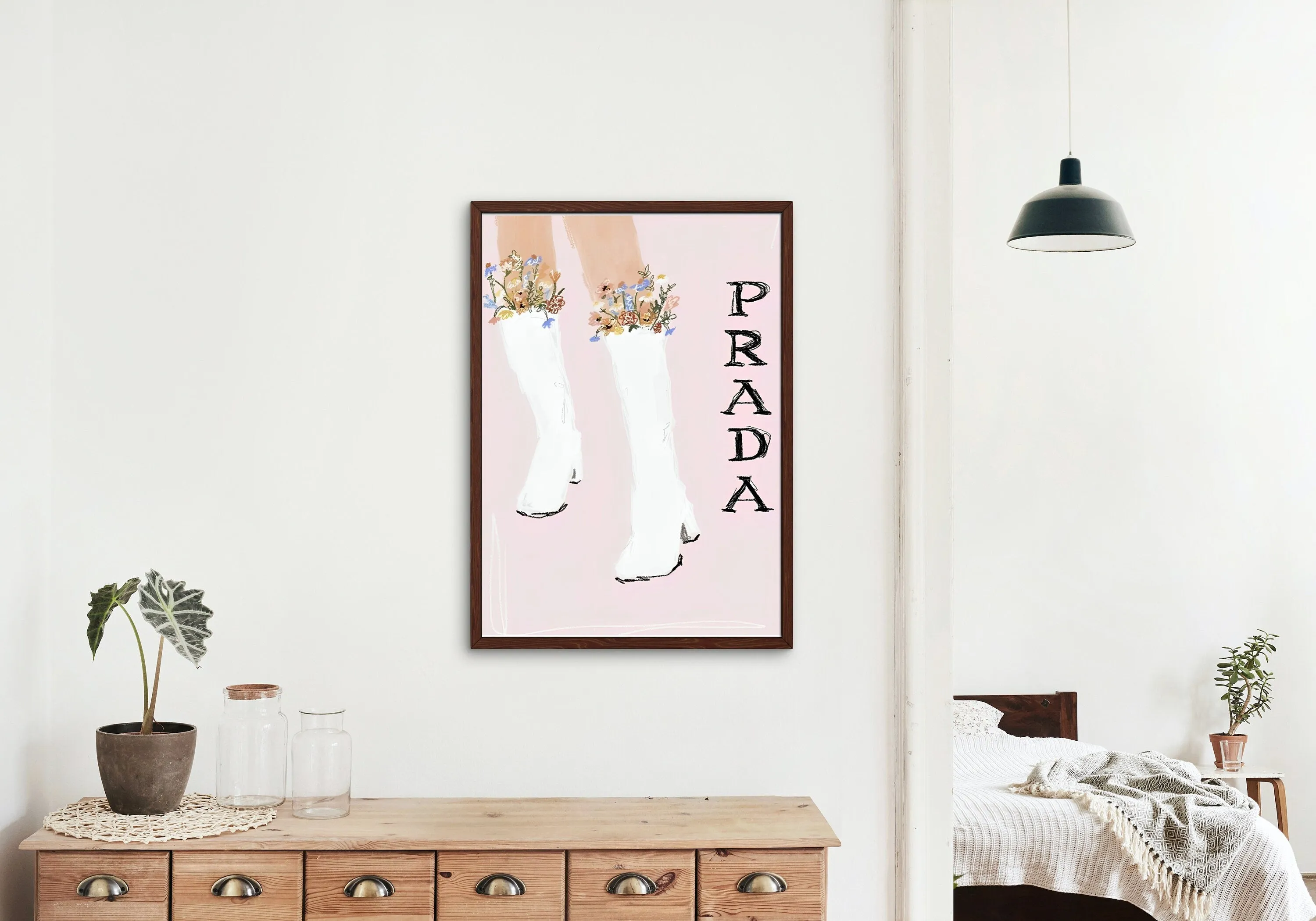 Pink Preppy Designer Illustration Set Of 2 INSTANT DOWNLOAD Art Prints, Designer Prints, Light Pink Wall Art, Glam Decor, Macaroons Flowers Cowboy Boots Print