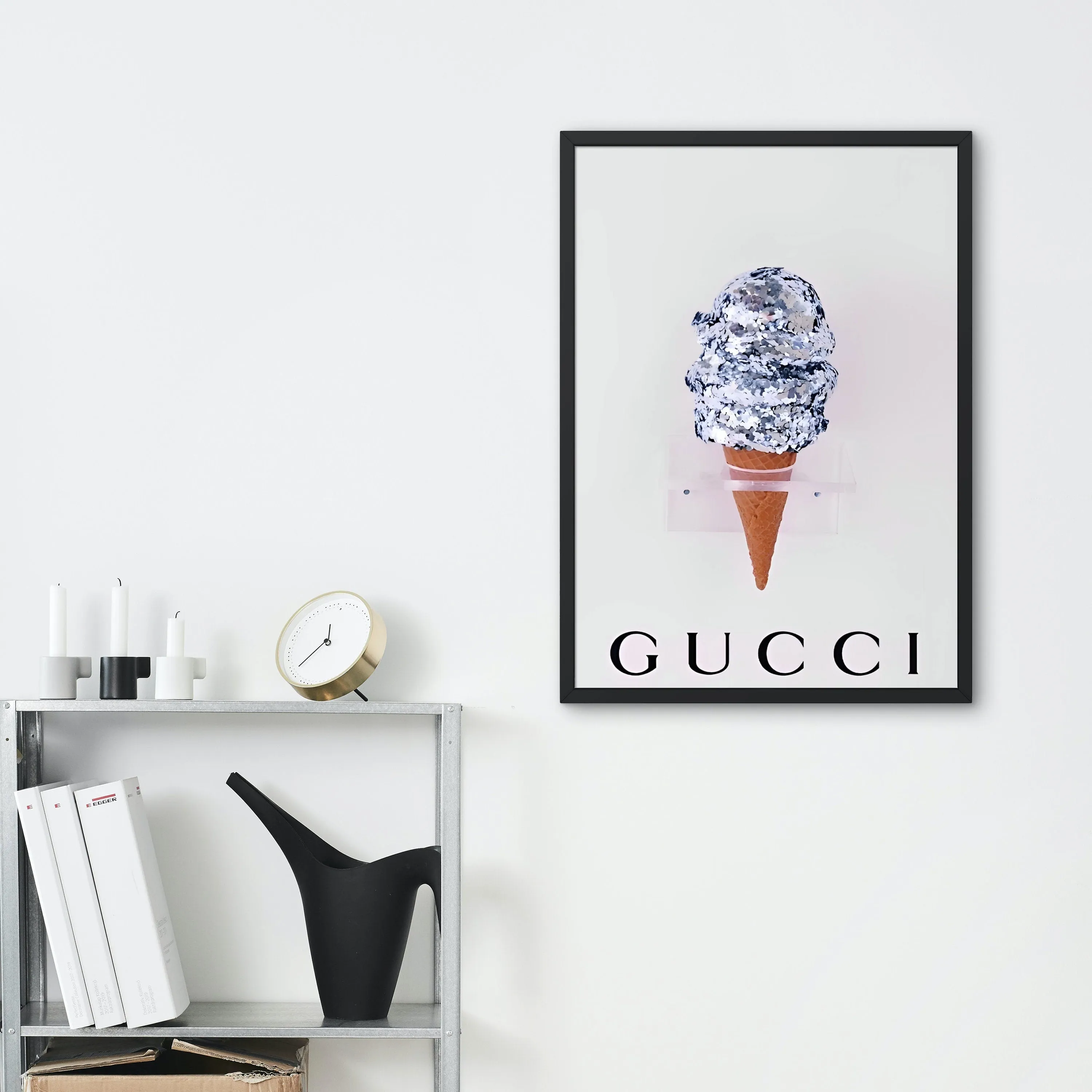 Preppy Designer Wall Art Set Of 2 PRINTABLE WALL ART, Fashion Wall Art Prints, Luxury Wall Art, Leopard Print Ice Cream, Hot Pink Wall Art