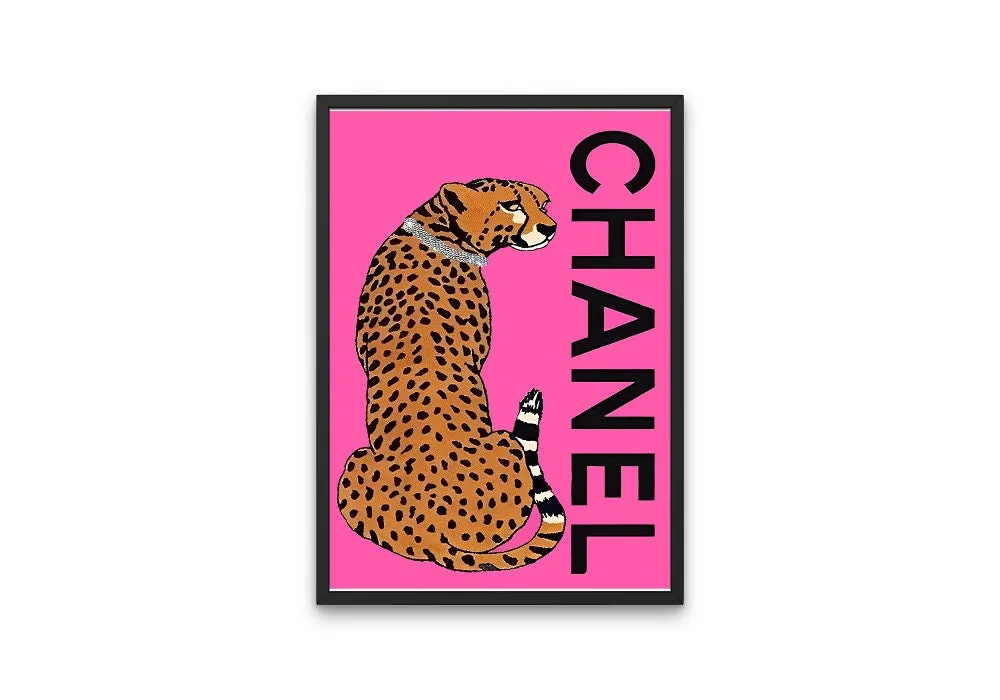 Preppy Designer Wall Art Set Of 2 PRINTABLE WALL ART, Fashion Wall Art Prints, Luxury Wall Art, Leopard Print Ice Cream, Hot Pink Wall Art