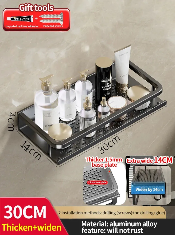 Punch-free bathroom rack bathroom shelf toilet space aluminum no drill hanging rack bathroom organizer hang on the wall