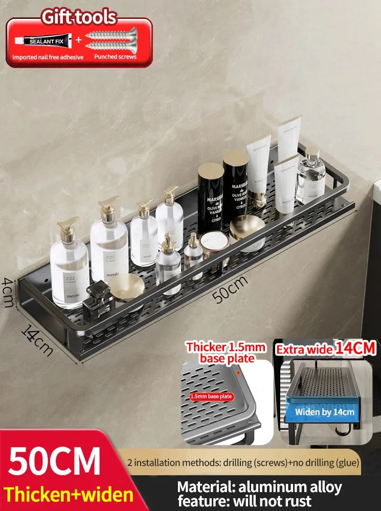 Punch-free bathroom rack bathroom shelf toilet space aluminum no drill hanging rack bathroom organizer hang on the wall