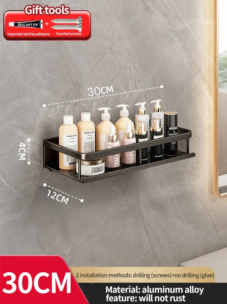 Punch-free bathroom rack bathroom shelf toilet space aluminum no drill hanging rack bathroom organizer hang on the wall