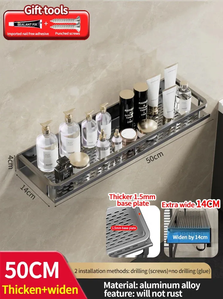 Punch-free bathroom rack bathroom shelf toilet space aluminum no drill hanging rack bathroom organizer hang on the wall