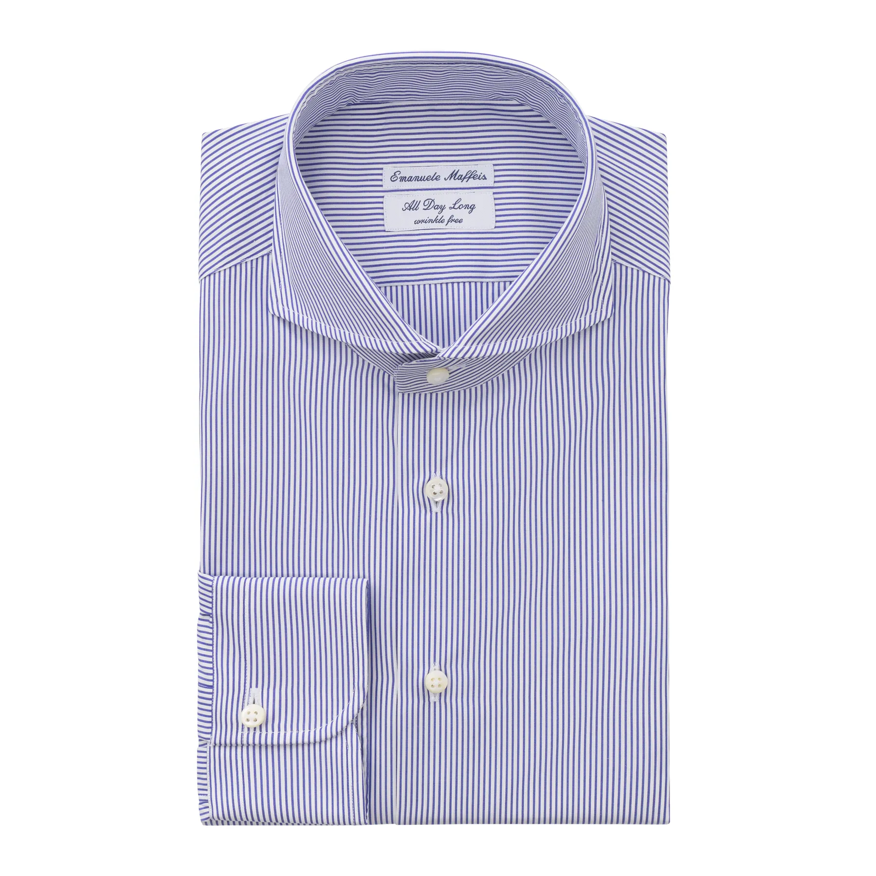 "All Day Long Collection" Striped Cotton Blue Shirt