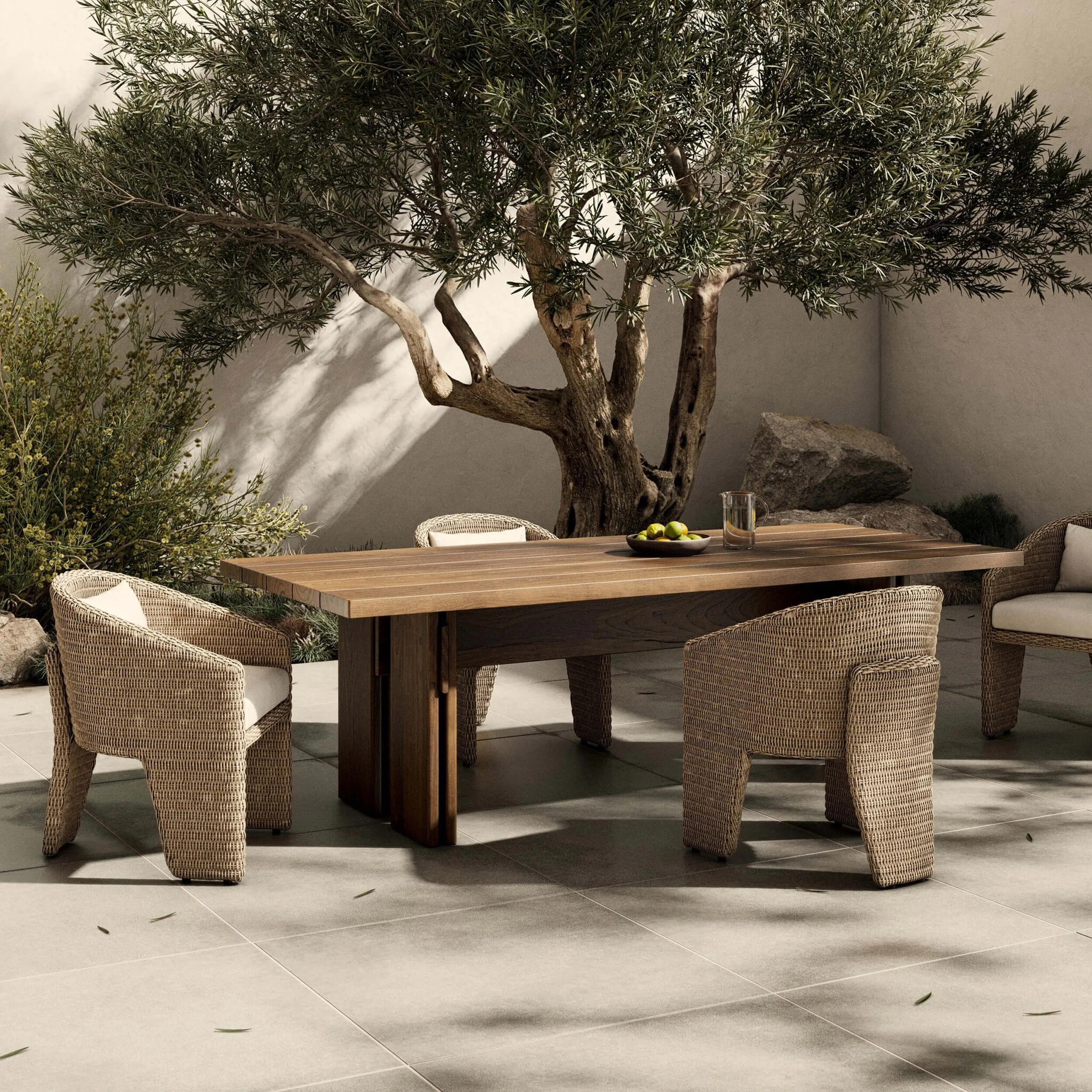 Railay Outdoor Dining Table, Stained Toasted Brown