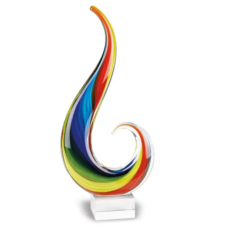 Rainbow Note Murano Style 12" Centerpiece