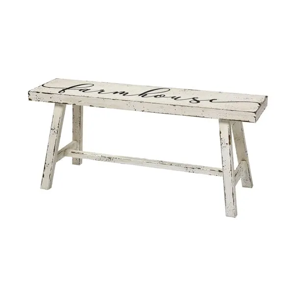 Rustic White Farmhouse Bench