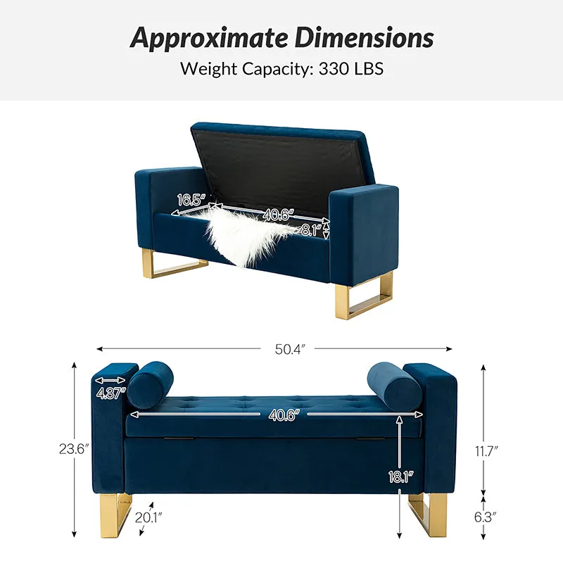 Sabina 50.4" Tufted Flip-Top Storage Bench for Stylish Interiors