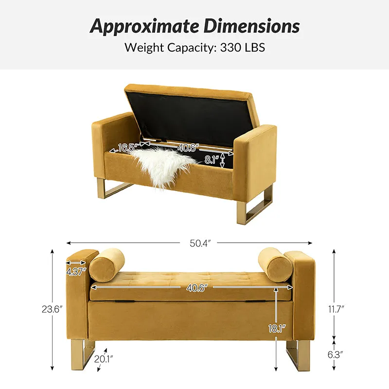 Sabina 50.4" Tufted Flip-Top Storage Bench for Stylish Interiors
