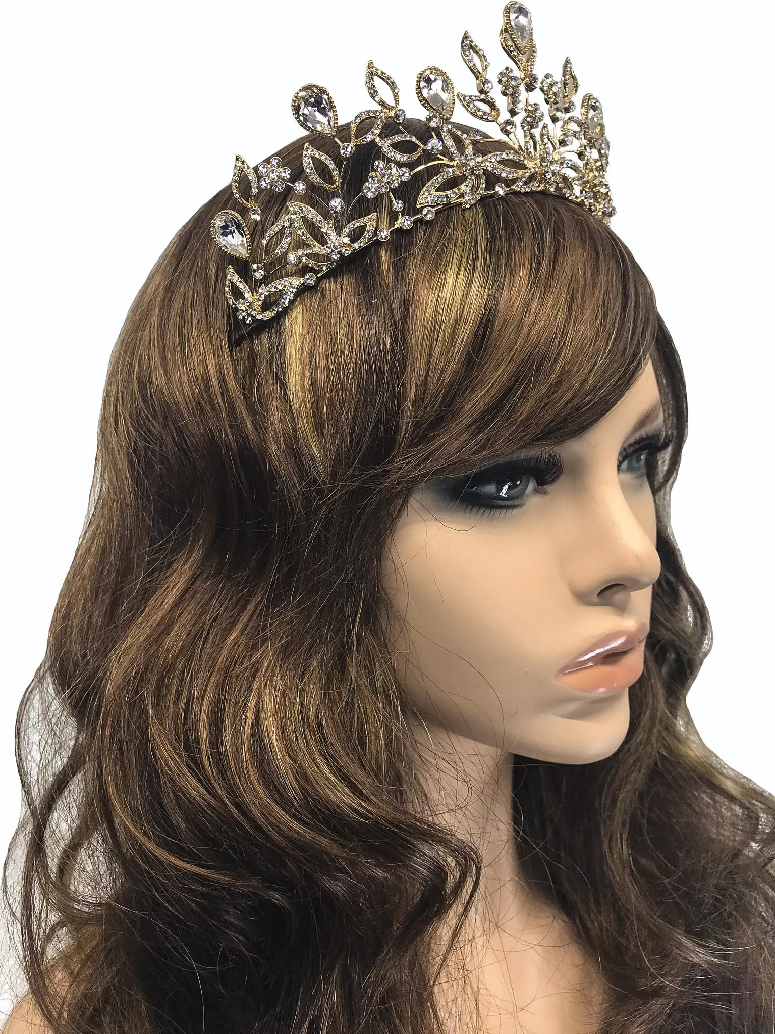 Sabrina Victorian Art Deco Crystal Gold Tiara