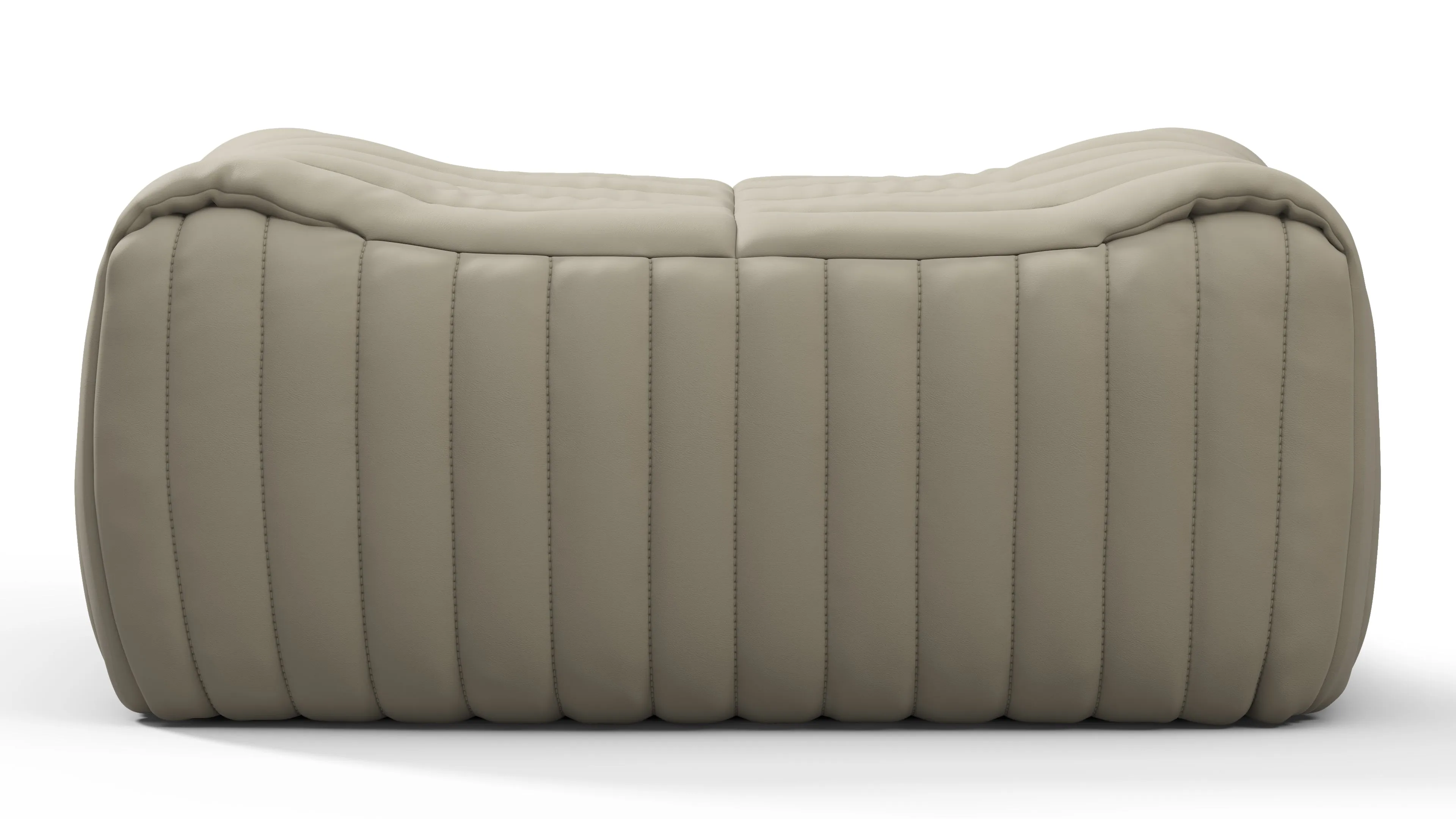 Sandra - Sandra Ottoman, Beige Gray Vegan Leather