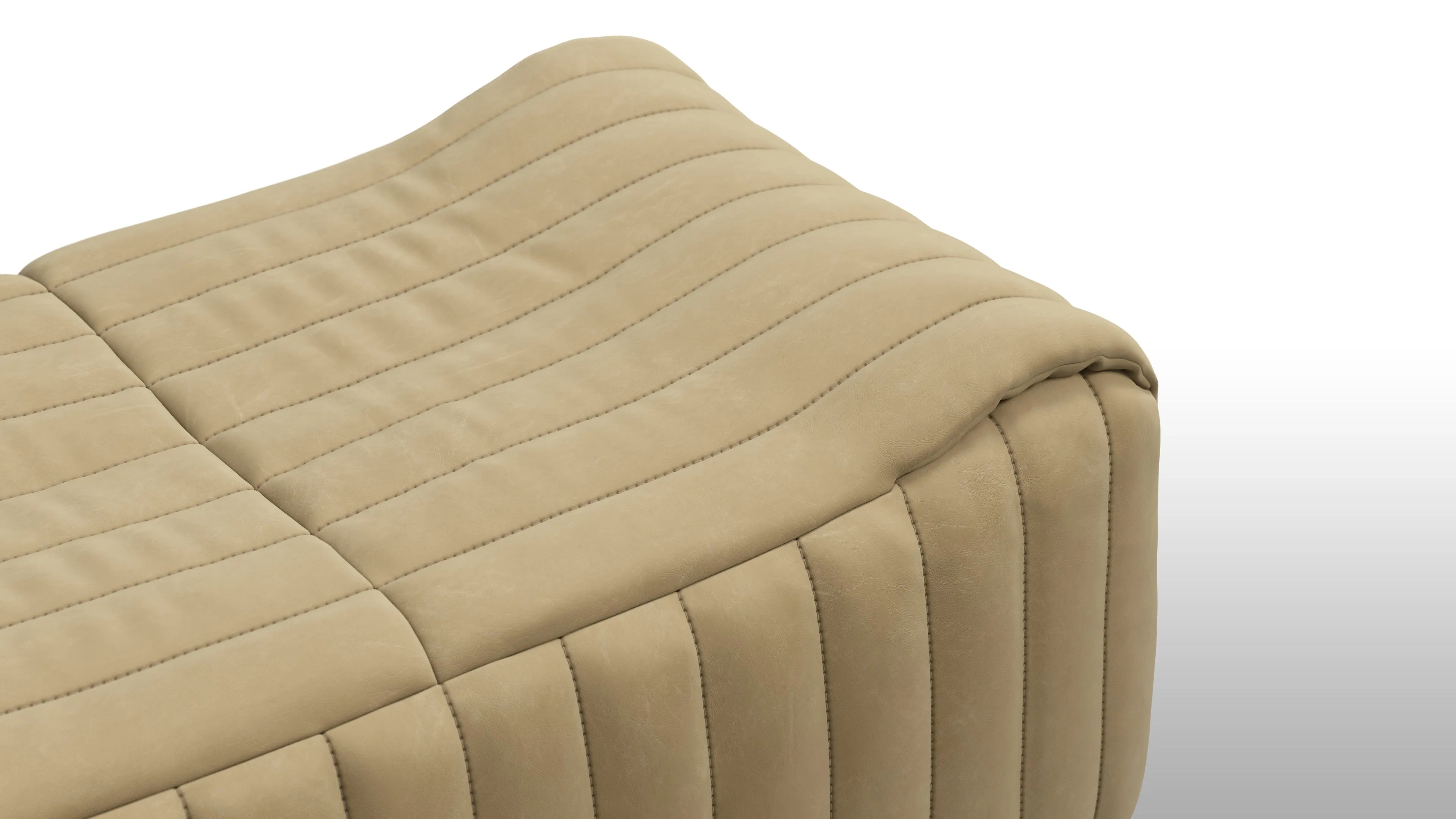 Sandra - Sandra Ottoman, Beige Vegan Leather