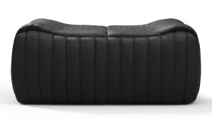 Sandra - Sandra Ottoman, Black Vegan Leather