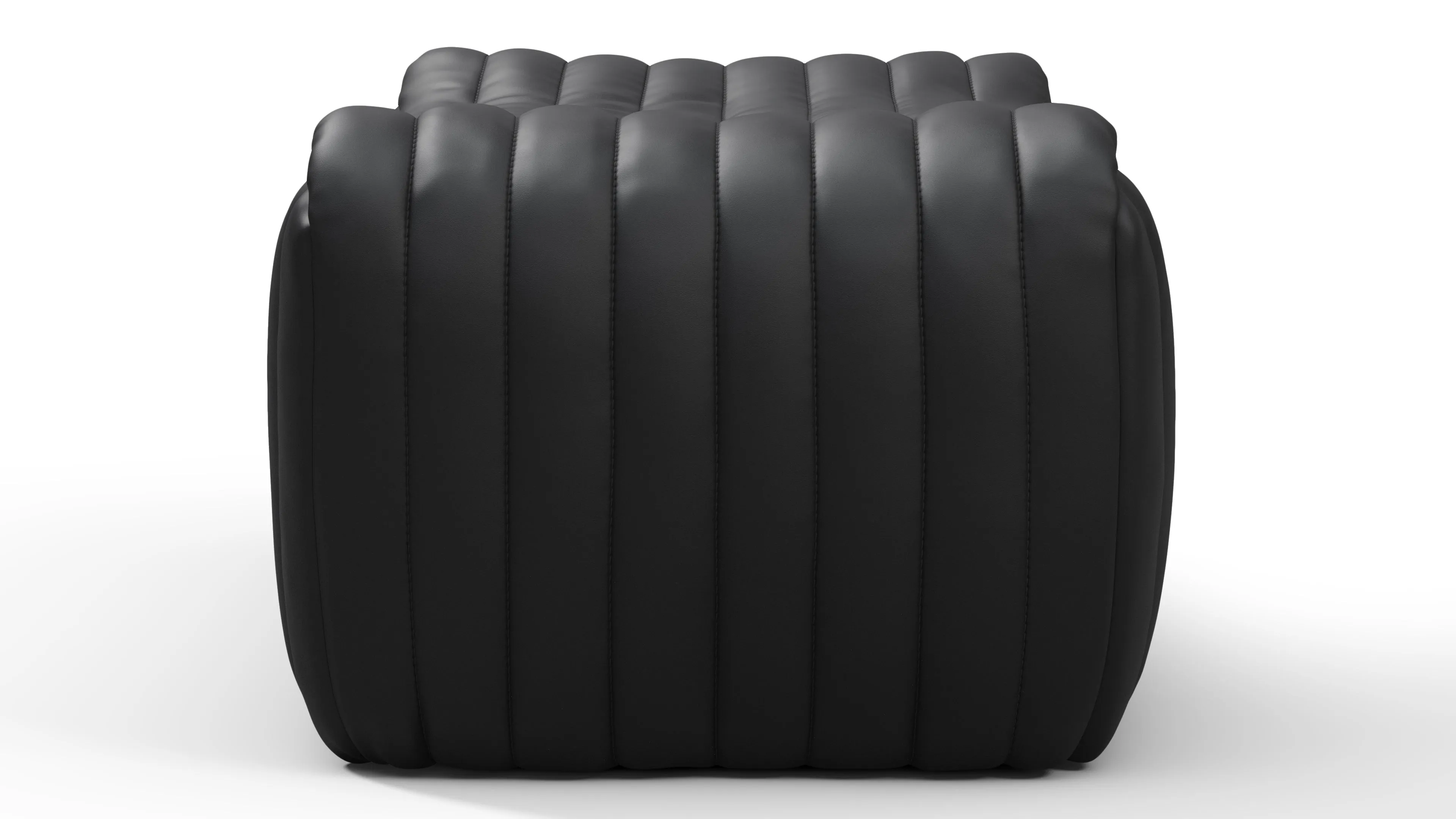 Sandra - Sandra Ottoman, Black Vegan Leather