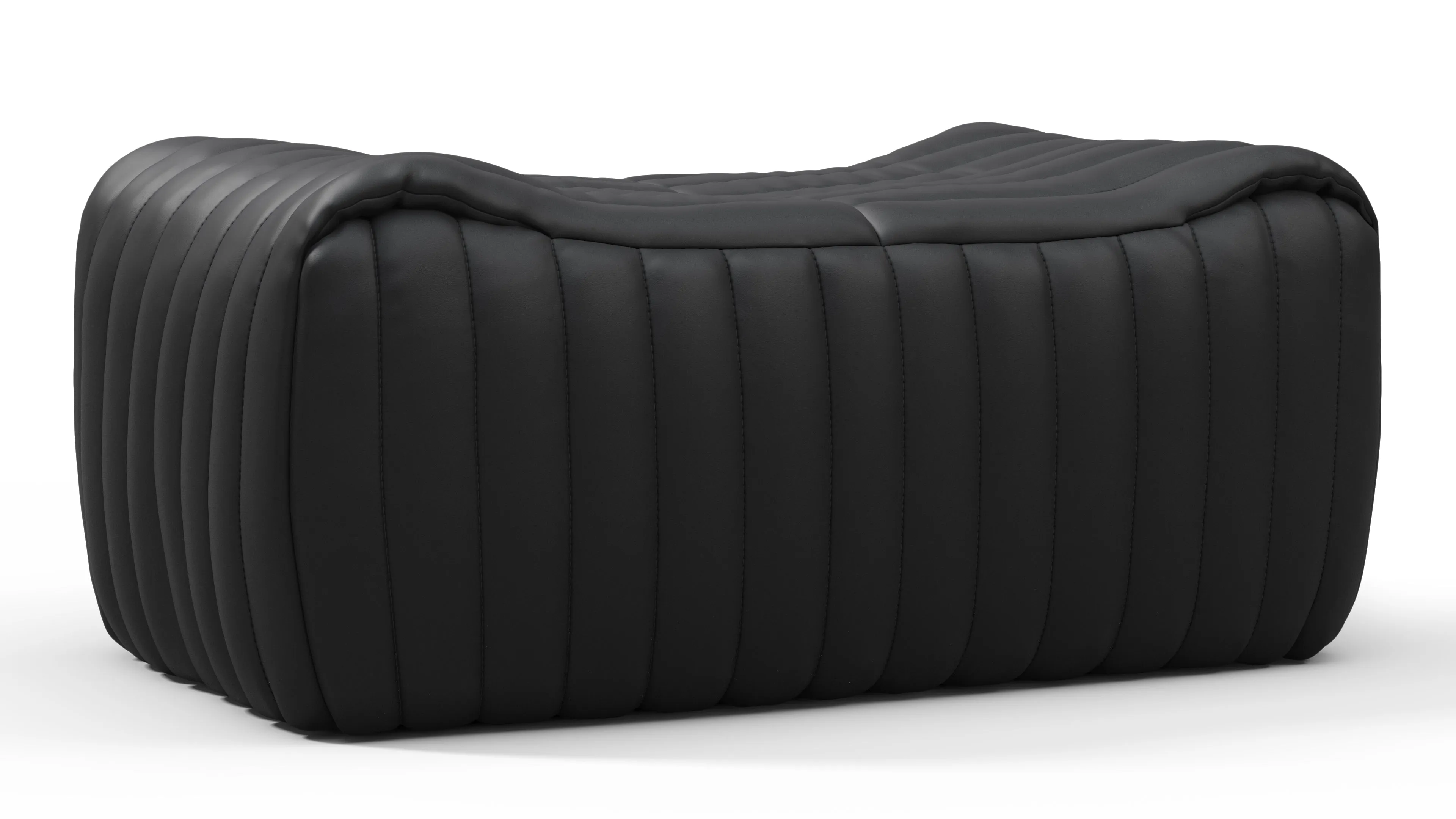 Sandra - Sandra Ottoman, Black Vegan Leather