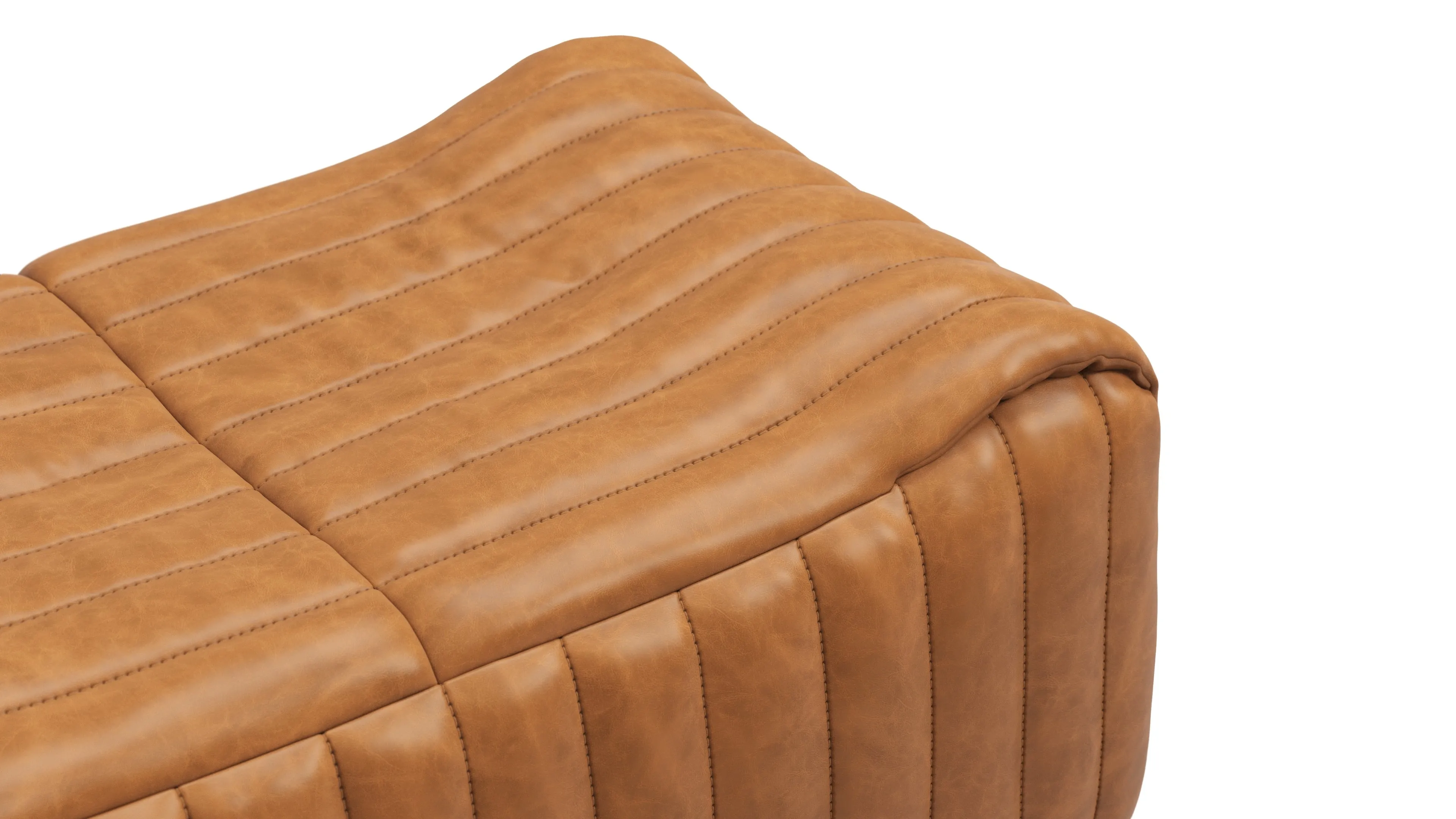 Sandra - Sandra Ottoman, Distressed Brown Premium Leather