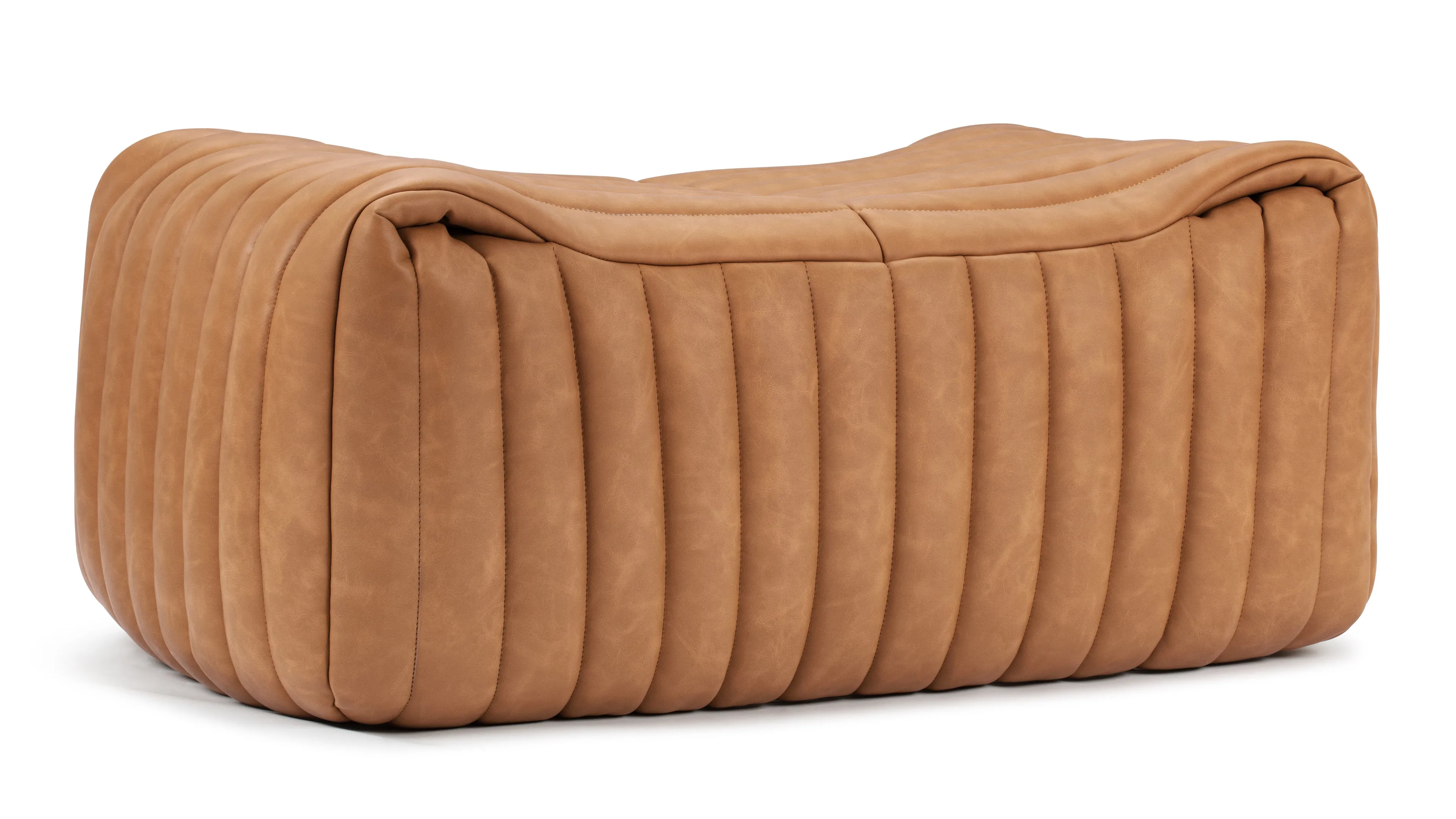 Sandra - Sandra Ottoman, Tan Vegan Leather