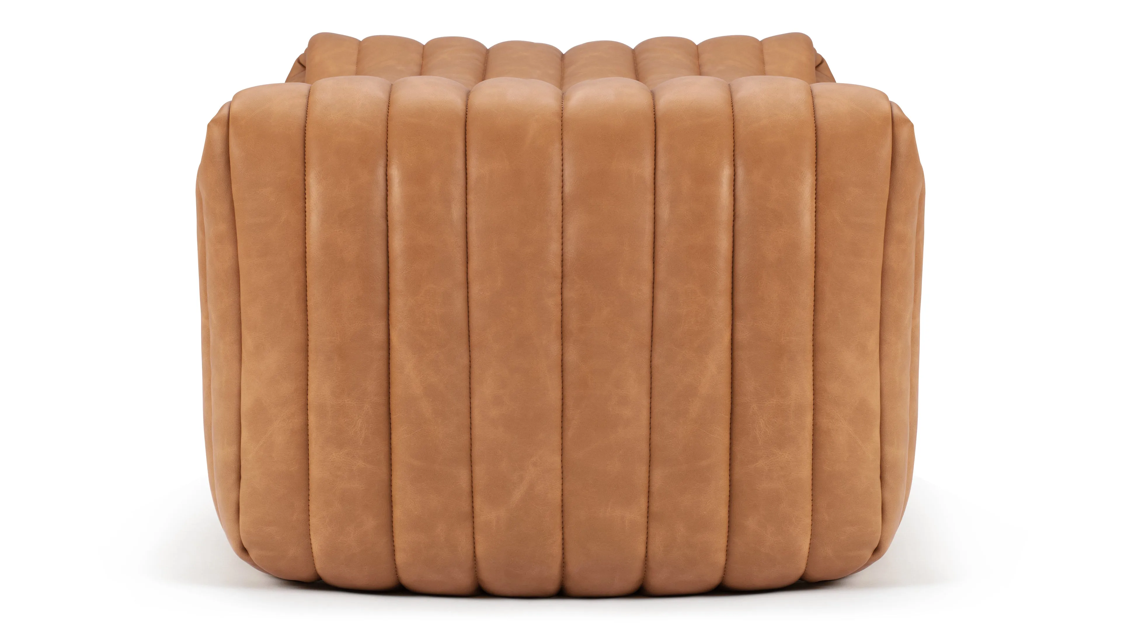 Sandra - Sandra Ottoman, Tan Vegan Leather