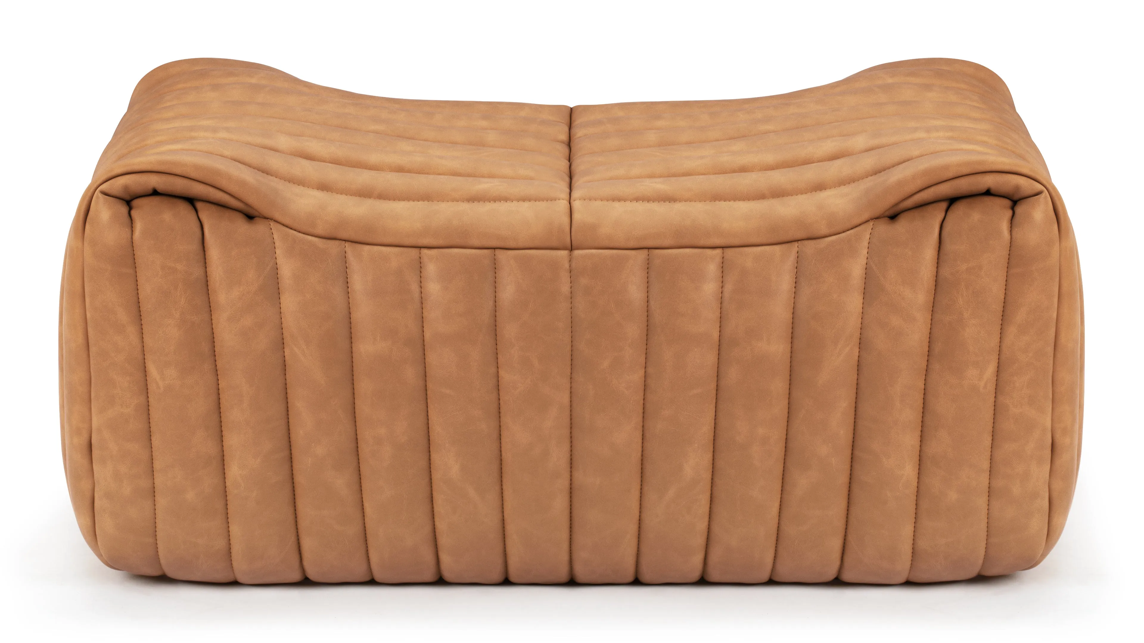 Sandra - Sandra Ottoman, Tan Vegan Leather