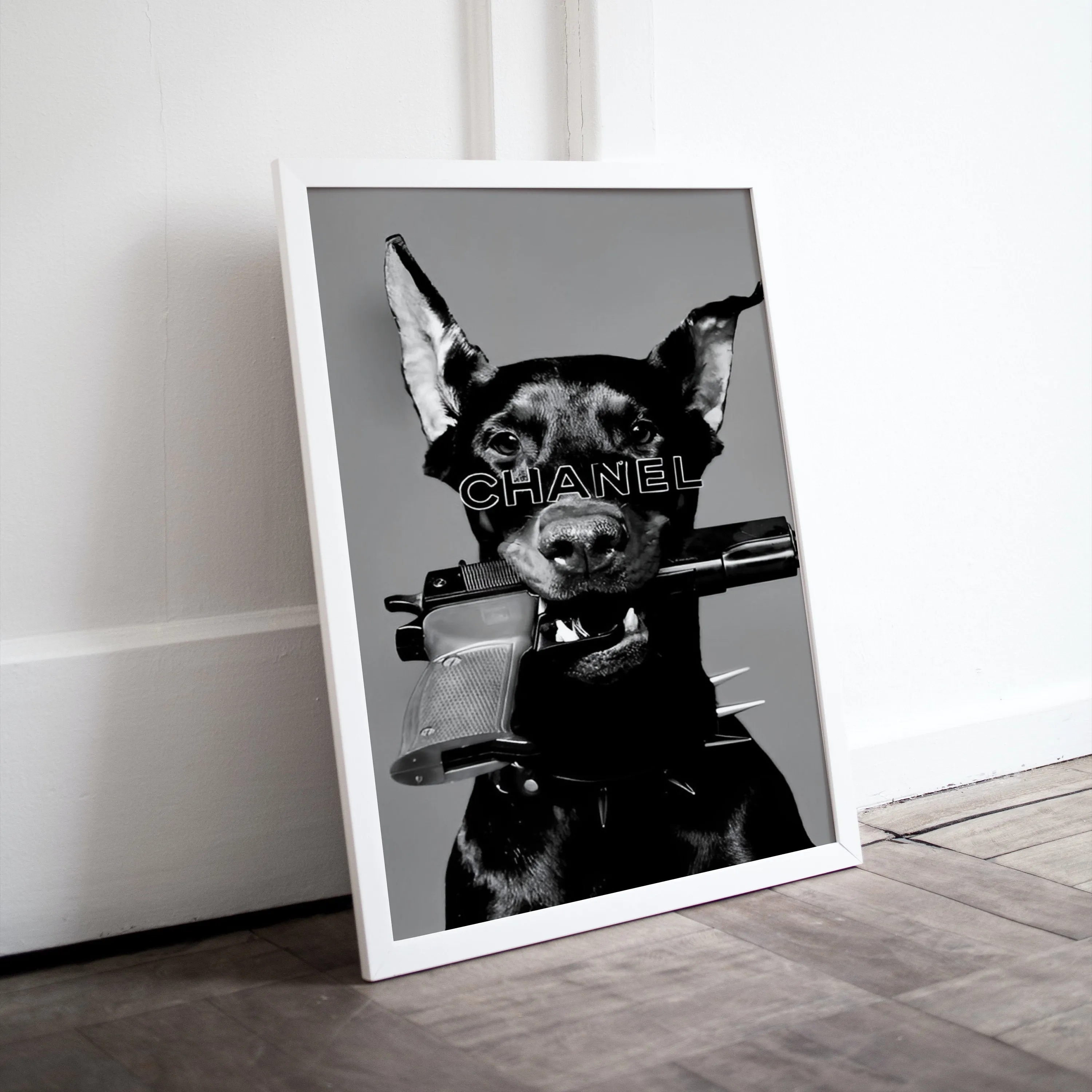 Set Of 3 Luxury Fashion Photography Black And White Prints PRINTABLE ART, Designer Fashion Posters, Black & White Decor, Surfboard Tiger Doberman