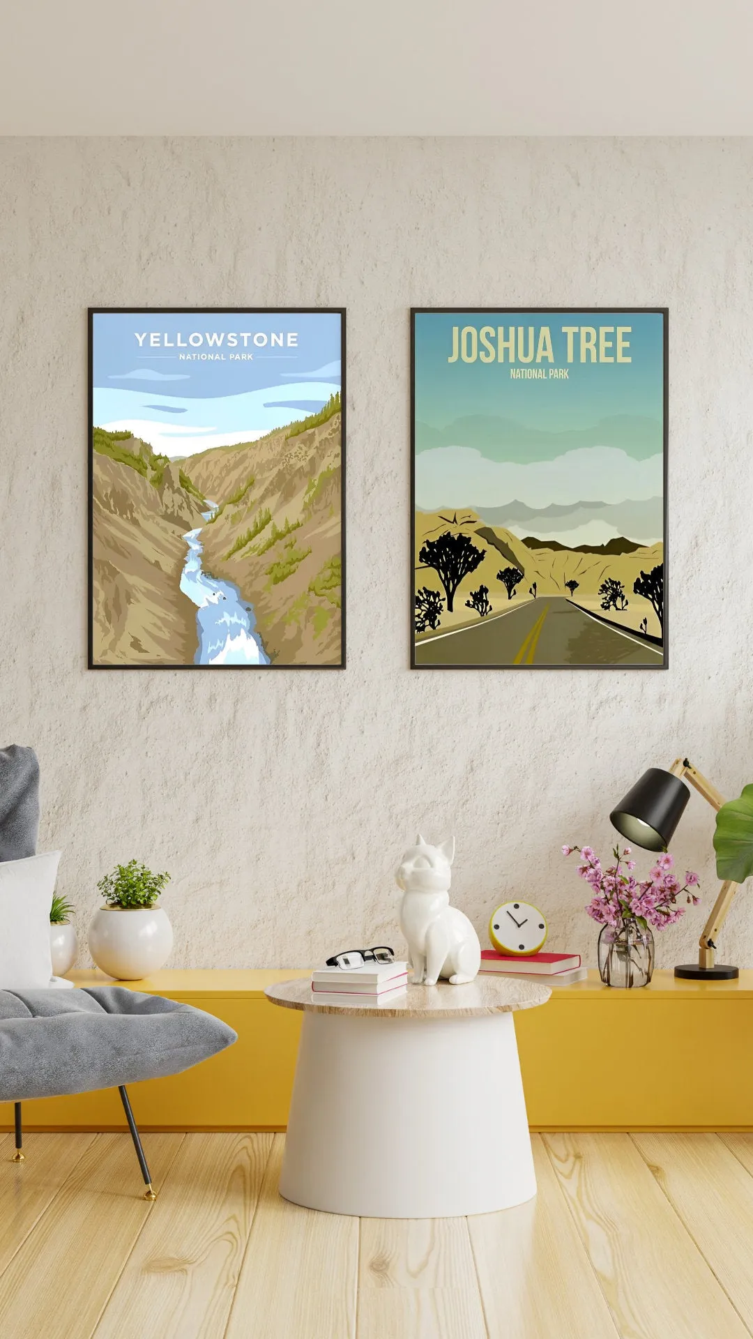 Set Of 3 Vintage National Parks Posters PRINTABLE ART, Yellowstone Joshua Tree Rocky Mountain, American National Park Wall Art, Vintage Travel Posters