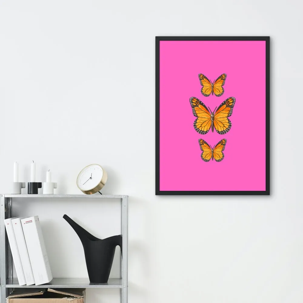 Set Of 6 Pink Preppy Gallery Wall PRINTABLE ART, Butterfly Tiger Sun, Girly Wall Art, Cheerful Color Prints, Preppy Wall Décor, Pink Wall Art