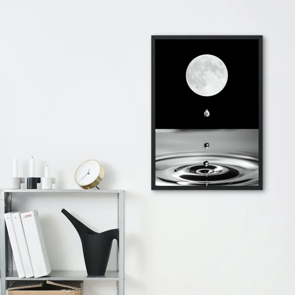 Silver Moon Poster INSTANT DOWNLOAD Art Print, Abstract Alternative Wall Art, Silver Wall Art, Mystical Celestial Black & White Print