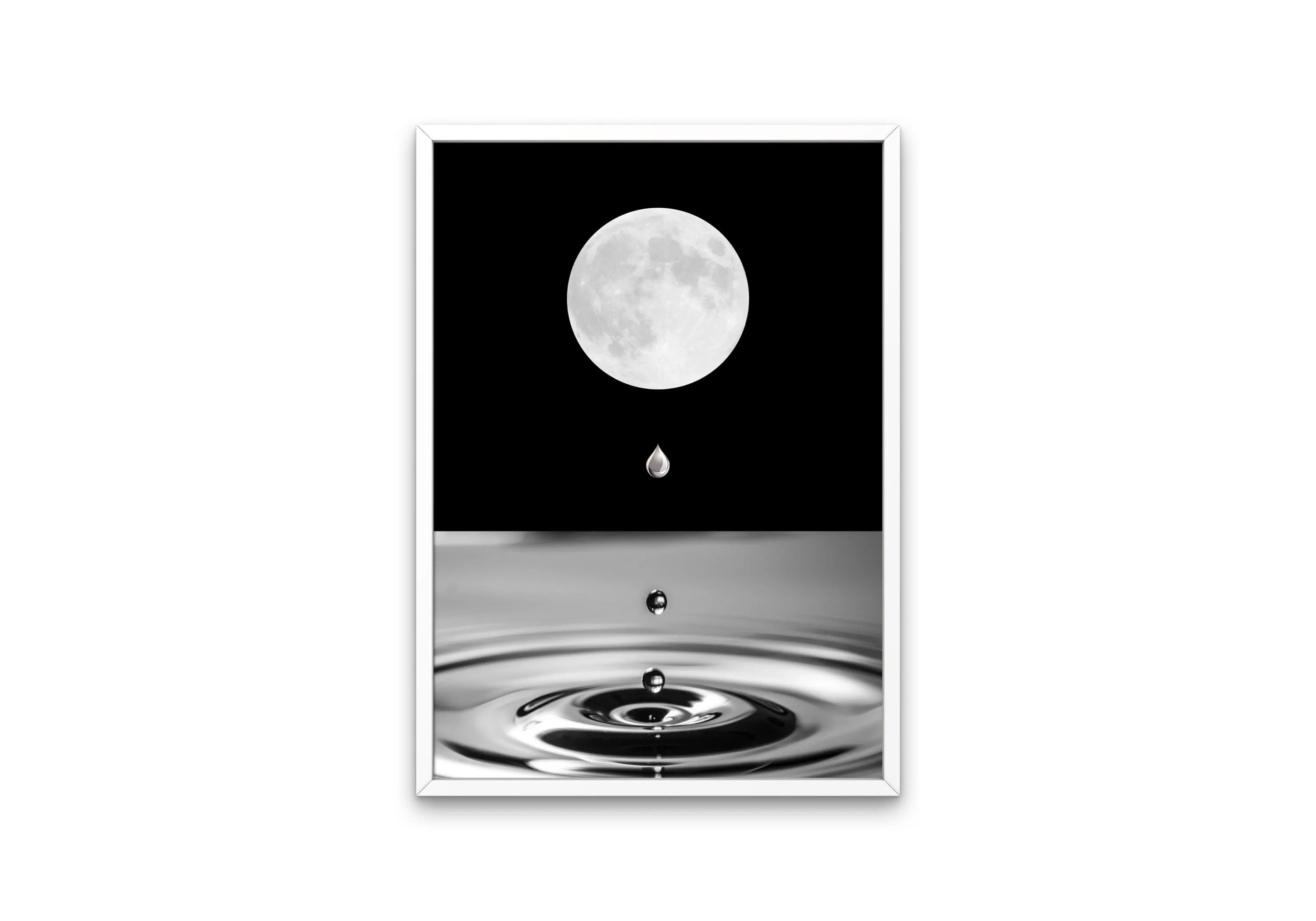 Silver Moon Poster INSTANT DOWNLOAD Art Print, Abstract Alternative Wall Art, Silver Wall Art, Mystical Celestial Black & White Print