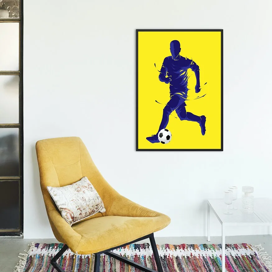 Soccer Player INSTANT DOWNLOAD Art Print, Soccer Wall Decor, Soccer Team Gift, Sport Prints, Yellow Wall Art, Football Poster