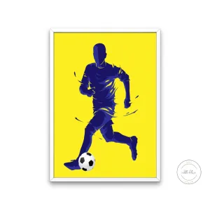 Soccer Player INSTANT DOWNLOAD Art Print, Soccer Wall Decor, Soccer Team Gift, Sport Prints, Yellow Wall Art, Football Poster