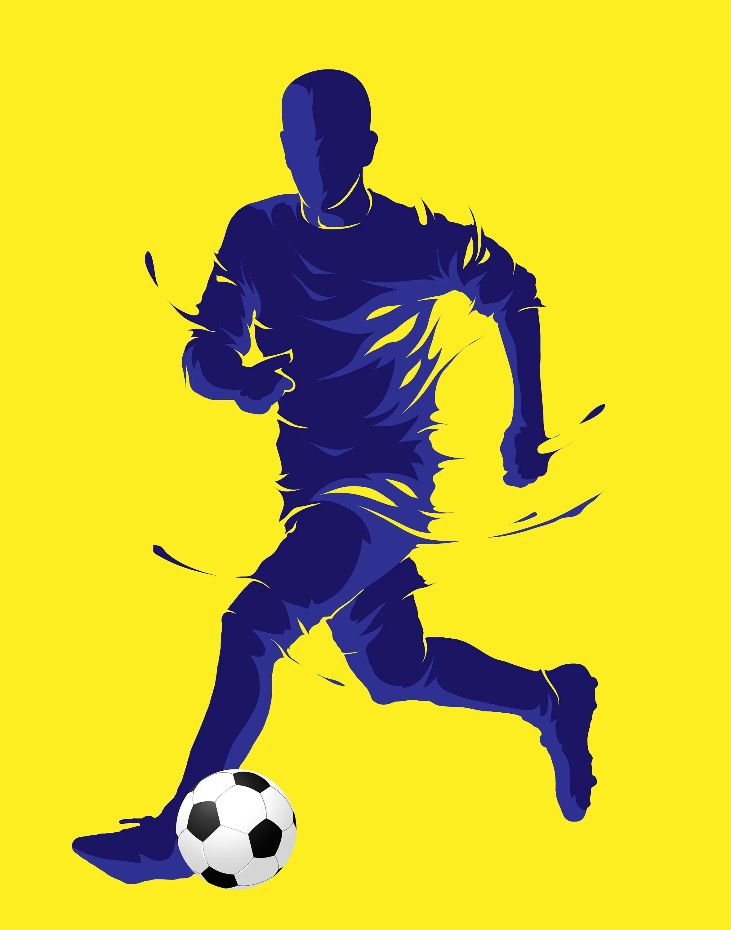 Soccer Player INSTANT DOWNLOAD Art Print, Soccer Wall Decor, Soccer Team Gift, Sport Prints, Yellow Wall Art, Football Poster