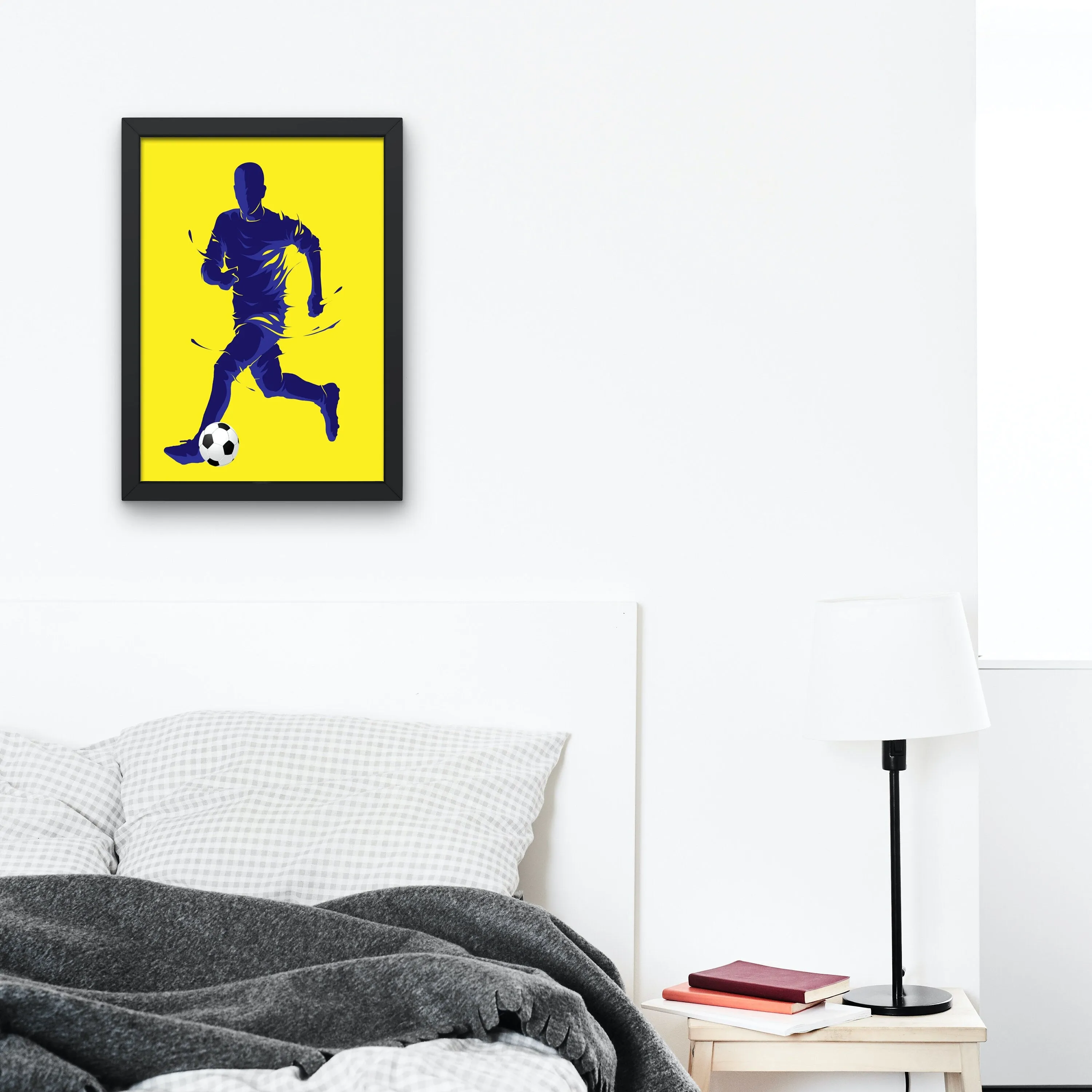 Soccer Player INSTANT DOWNLOAD Art Print, Soccer Wall Decor, Soccer Team Gift, Sport Prints, Yellow Wall Art, Football Poster