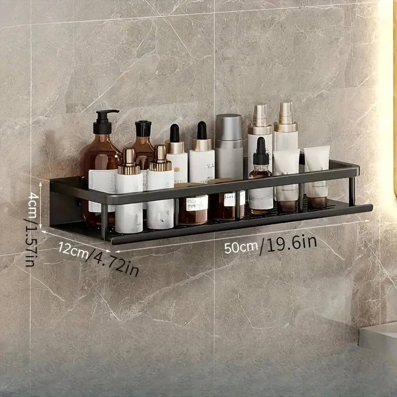 Space Aluminum Multifunctional Wall Mounted Bathroom Shelf Storage Rack Towel Bar Ideal For Bathroom Item Storage